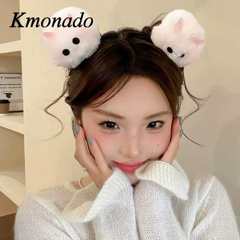 cute bunny hairpin hairy hairpin 2025 new plush top clip headgear clip girl