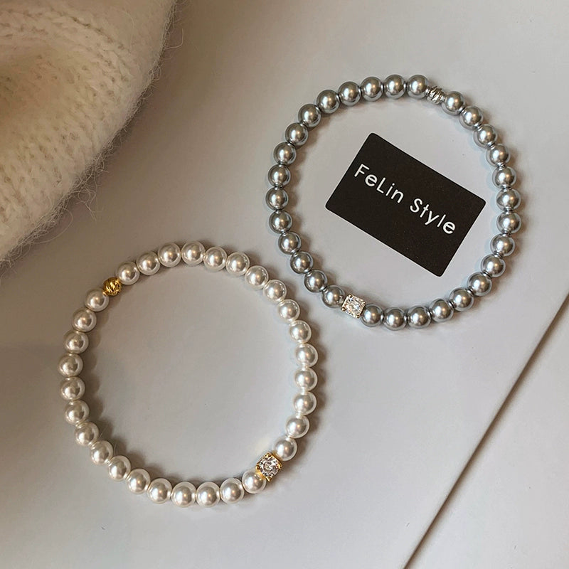 Aurora Maduo, hemp gray Australia white diamond pearl bracelet, girls light luxury exquisite niche 2025 new bracelet.