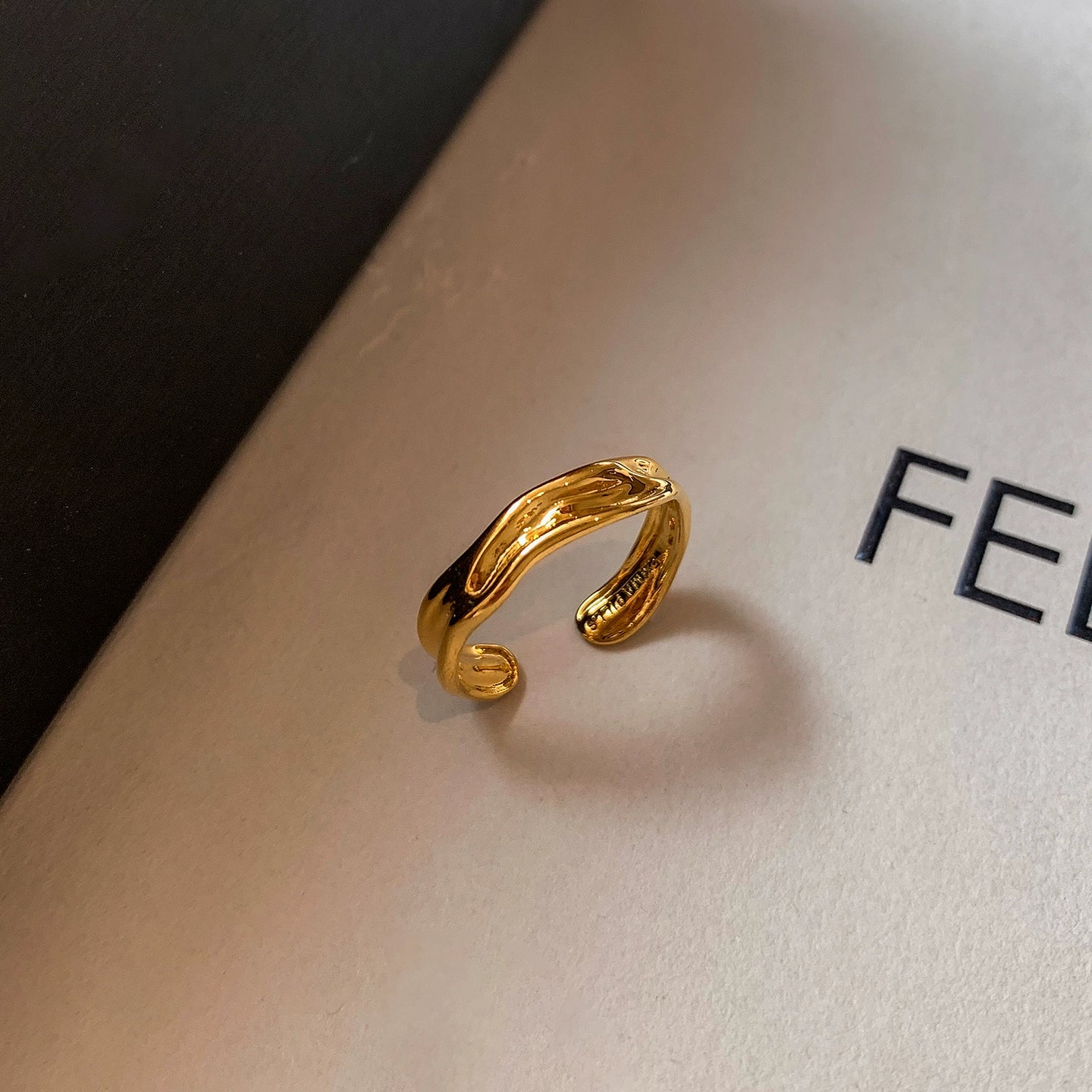 European and American irregular metal plain ring gold and silver middle finger index finger opening ring women's opening adjustable light luxury advanced