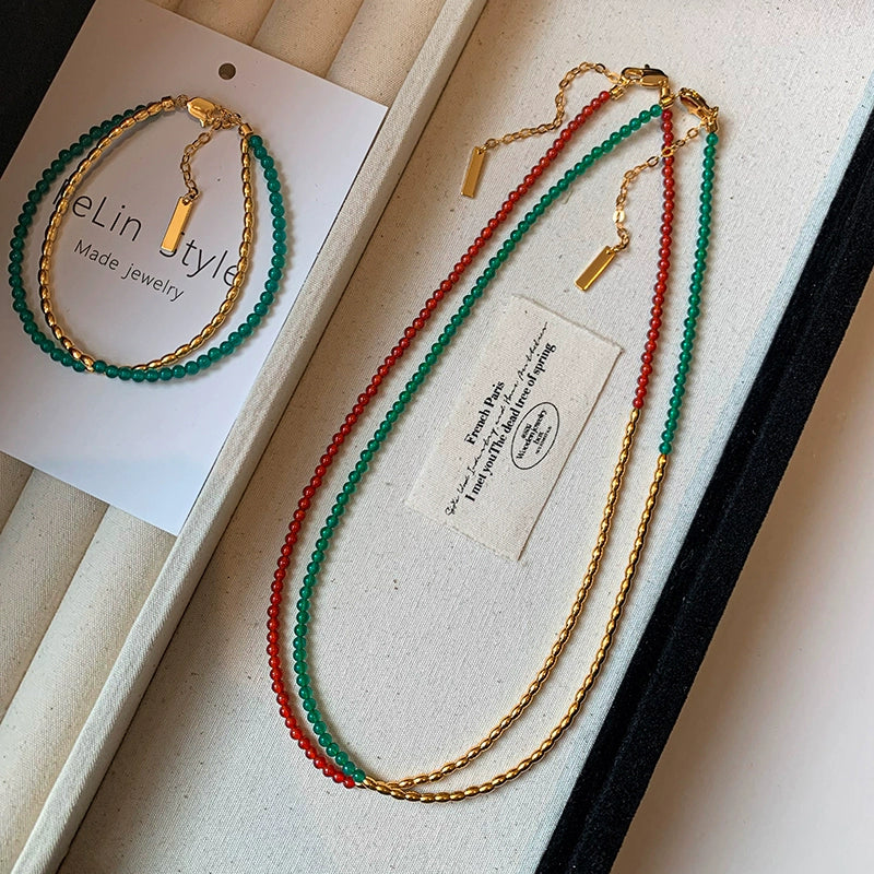 2025 New Year's red beaded bracelet women's high-end light luxury exquisite niche 2025 new bracelet high-end jewelry