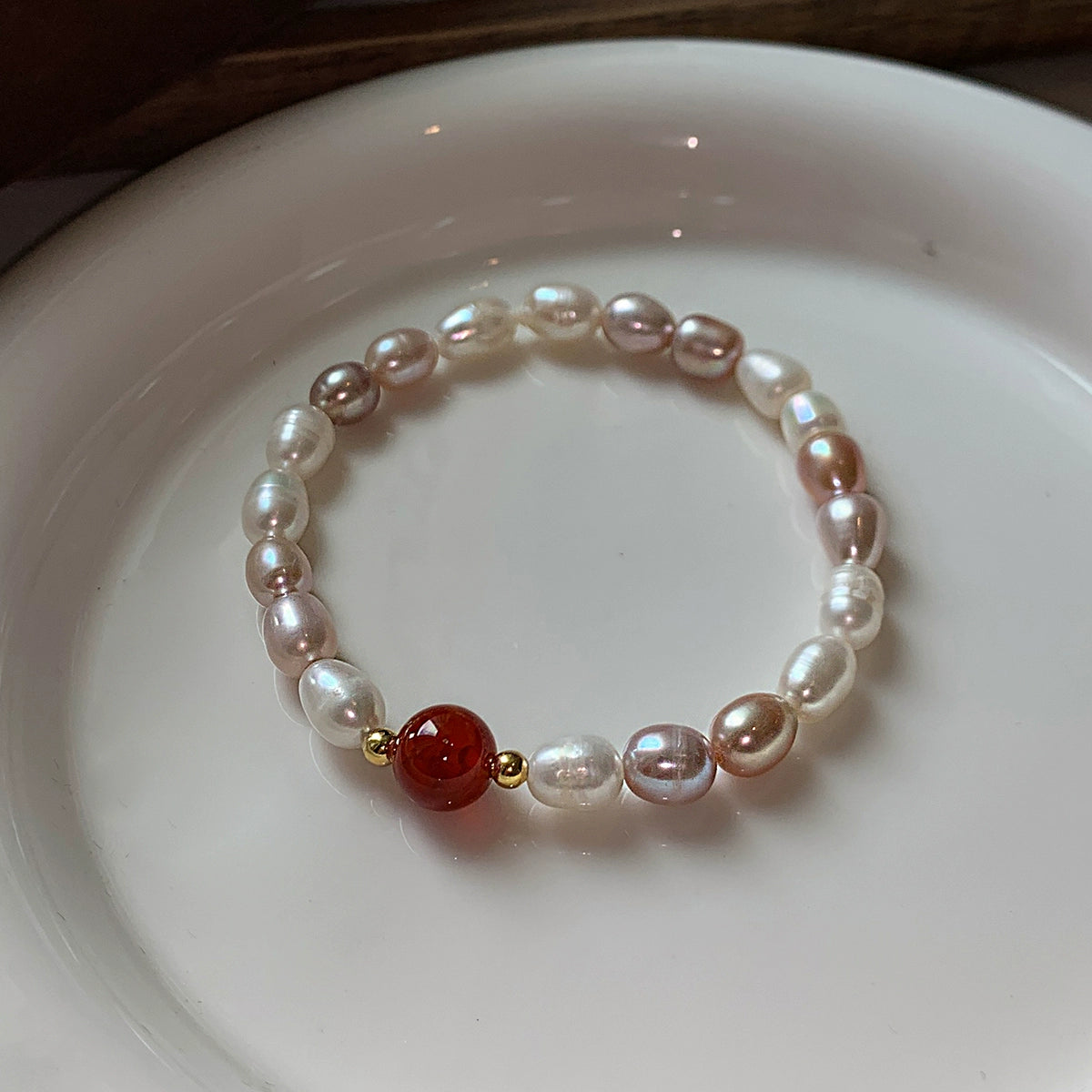 Cinnabar red natural freshwater pearl bracelet women's summer light luxury niche exquisite high-end 2025 new bracelet