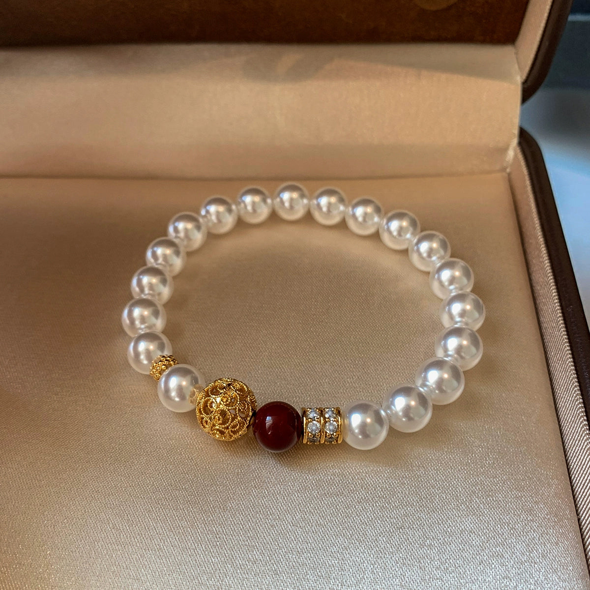 Cinnabar Red S Home Pearl Bracelet Girls' Light Luxury Niche Exquisite Fashion 2025 New Chinese Popular Bracelet