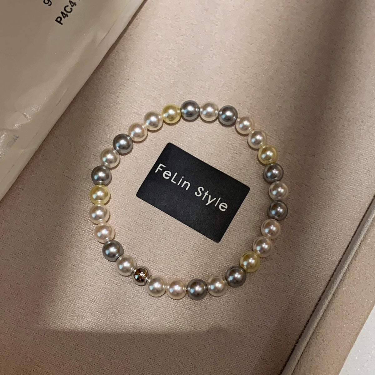 S Home Aurora Grey Pink Candy Mixed Color Pearl Bracelet Women's Light Luxury Niche Exquisite Premium 2025 New Bracelet