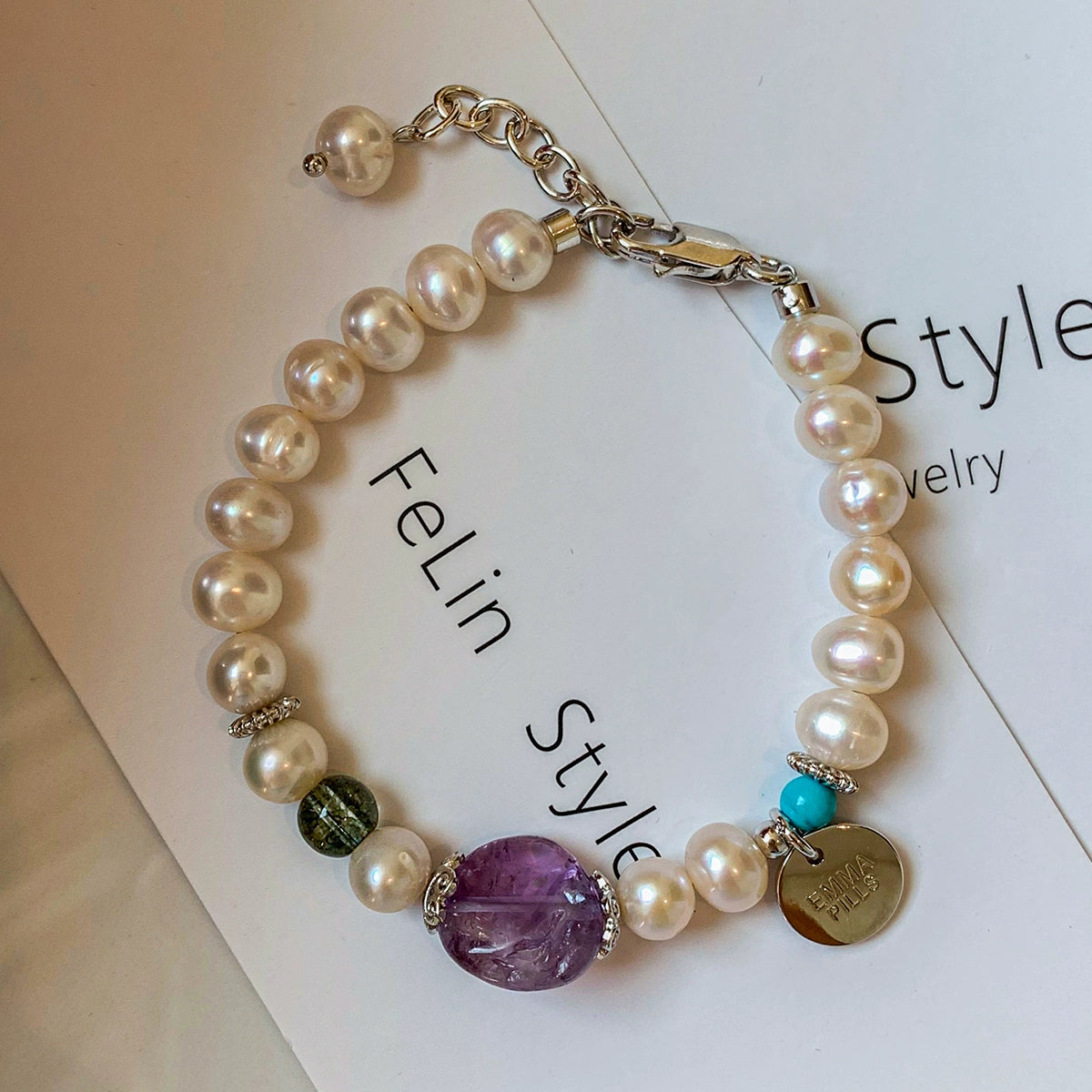 Natural freshwater pearl purple crystal bracelet women's summer 2025 new light luxury high-end emotional stability bracelet