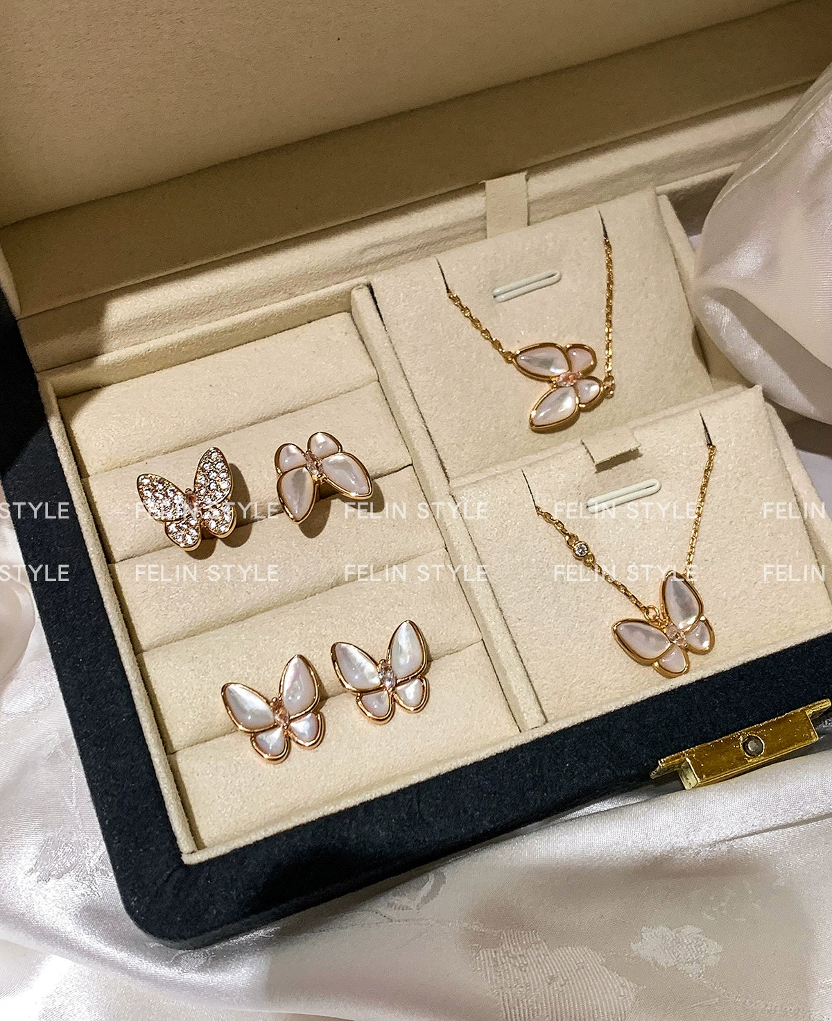 Natural White Fritillary Rose Gold Butterfly Bracelet Women's Light Luxury Exquisite Fashion 2025 New High-end Jewelry