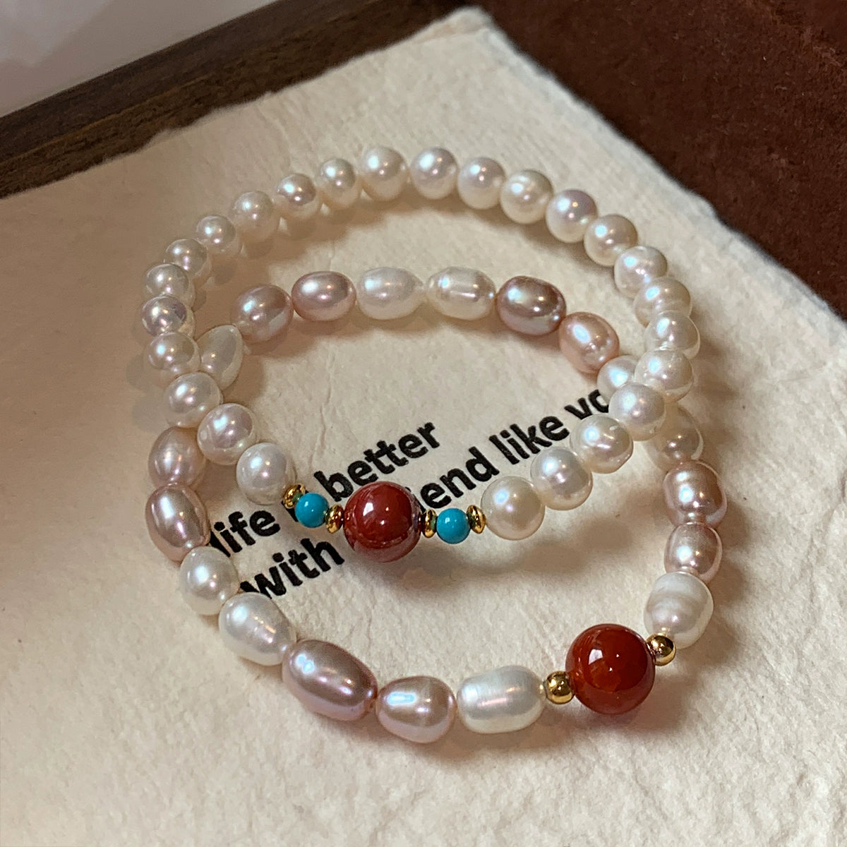 Cinnabar red natural freshwater pearl bracelet women's summer light luxury niche exquisite high-end 2025 new bracelet
