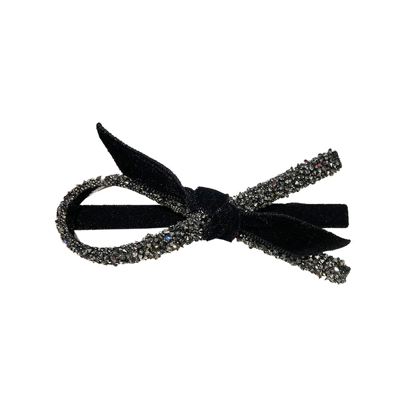 Black velvet bow hairpin female high-end sense light luxury exquisite broken hair spring and summer duck bill clip hairpin