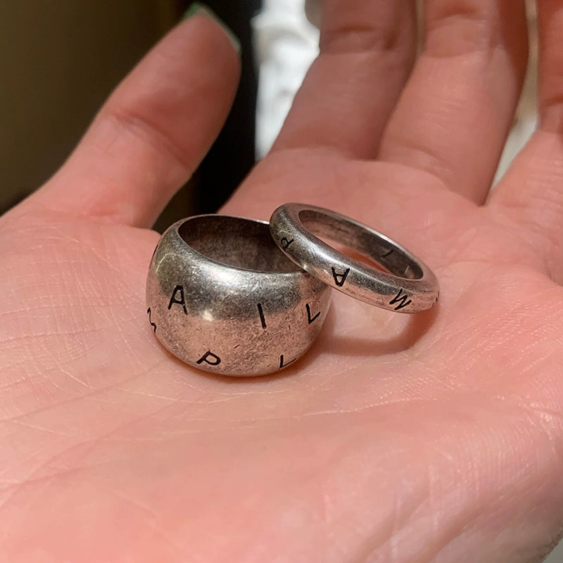 Retro old letter index finger ring women's fashion personality light luxury niche design high sense medieval 2025 new