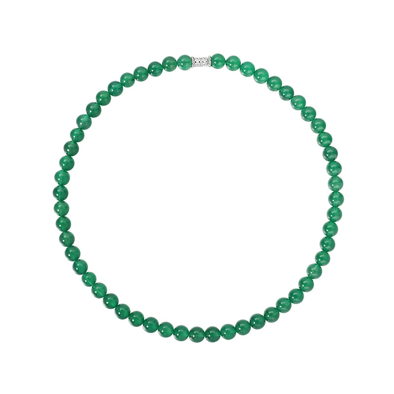 New Chinese chalcedony agate stone beaded necklace women's light luxury niche high-end 2025 new collarbone neck chain