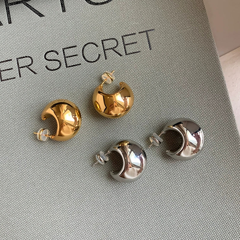 European and American simple metal water drop earrings women's light luxury niche 2025 new cold wind gold high-end earrings earrings