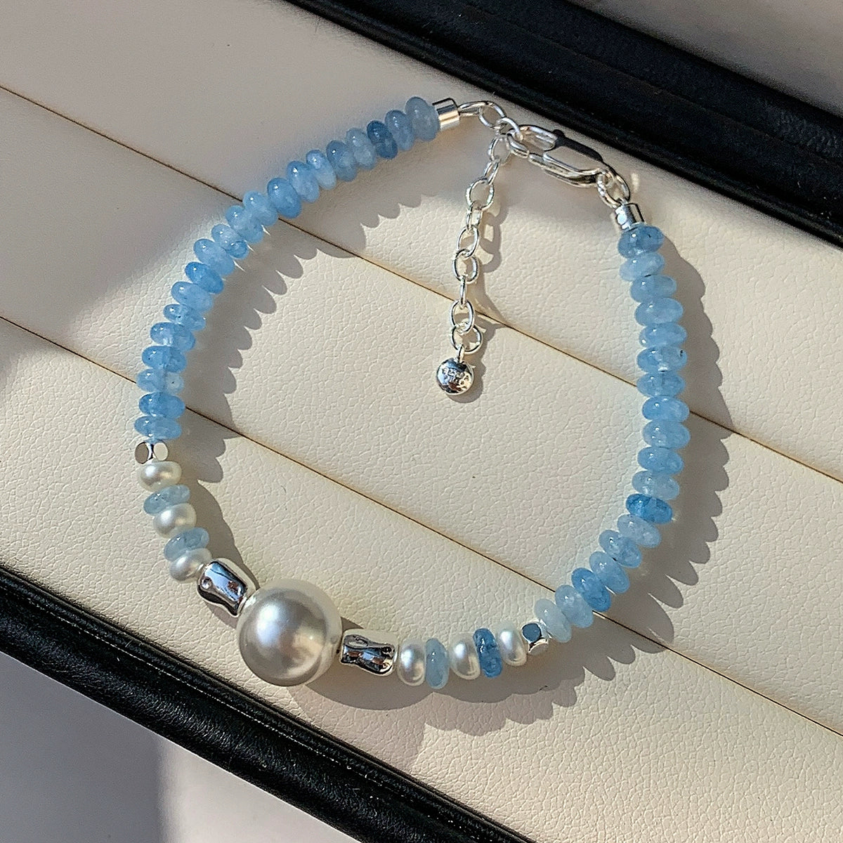 Natural pearl aquamarine pearl beaded bracelet women's summer light luxury exquisite fashion high-end bracelet jewelry