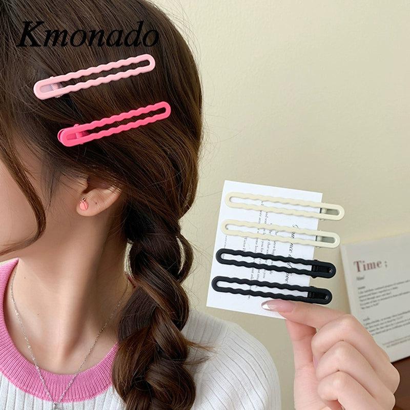 Kmonado girl candy color metal hollow hairpin simple versatile edge clip bangs clip broken hair clip headgear