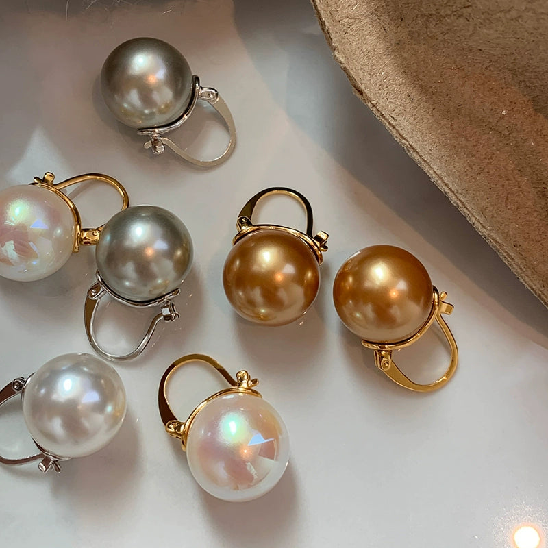 French retro high-end Australian white pearl ear buckle women's niche design light luxury temperament celebrity earrings earrings stud earrings