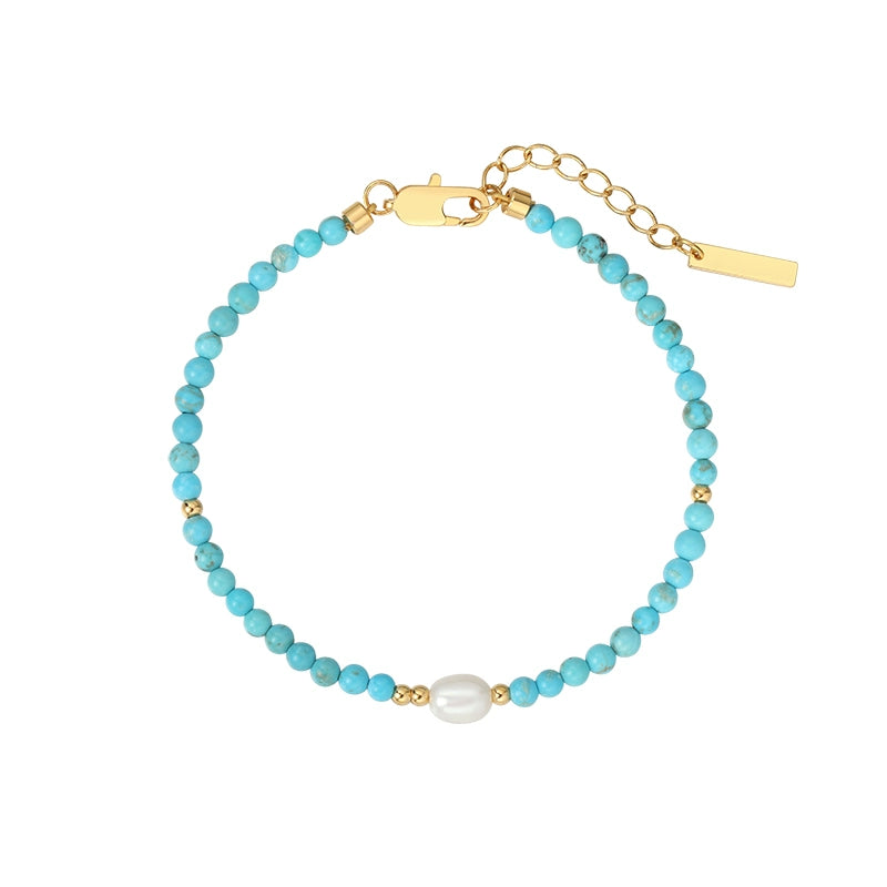 Natural pearl turquoise beaded emotional stability bracelet women's light luxury high-end exquisite 2025 new bracelet
