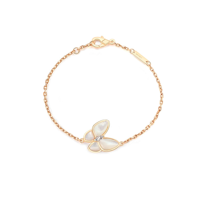 Natural White Fritillary Butterfly Necklace Women's Spring Summer High-end Light Luxury Premium 2025 New Rose Gold Clavicle Chain