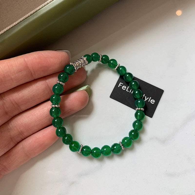 New Chinese natural chalcedony beaded bracelet women's light luxury exquisite niche 2025 new popular bracelet jewelry