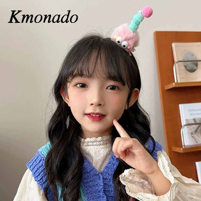 Kmonado Internet celebrity new plush color cute little monster hairpin fluff hairpin children funny headgear