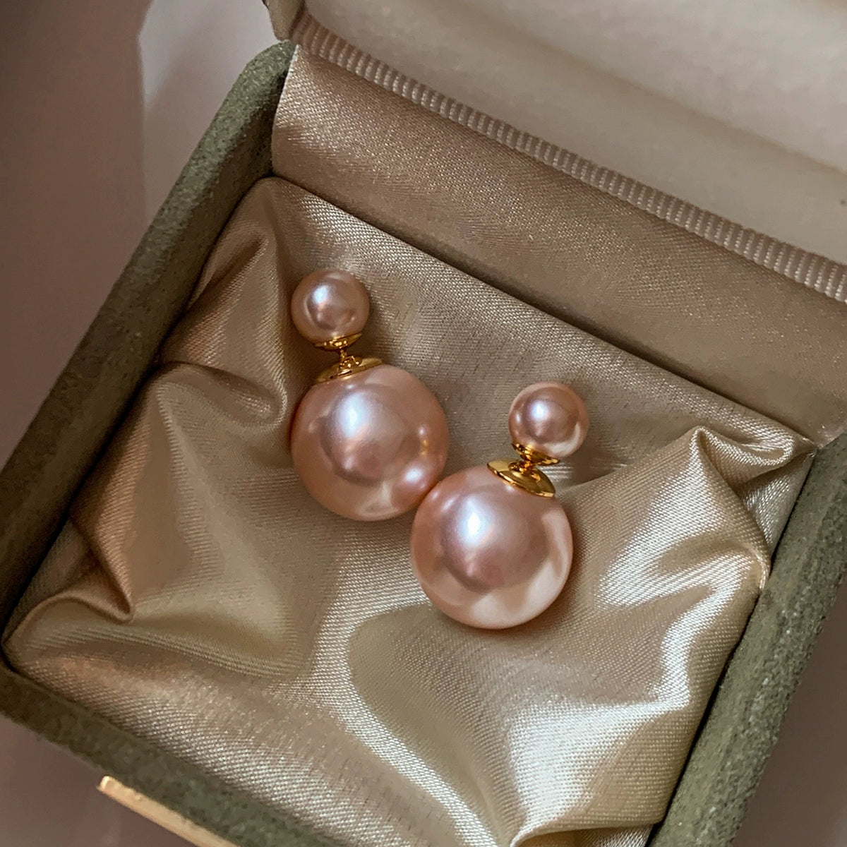 925 Silver Needle S Home Aurora Size Pearl Earrings Women's Light Luxury Premium French Stud Earrings