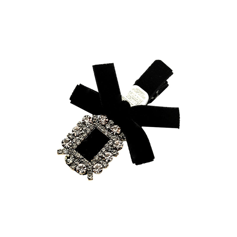 Black velvet bow hairpin female high-end sense light luxury exquisite broken hair spring and summer duck bill clip hairpin