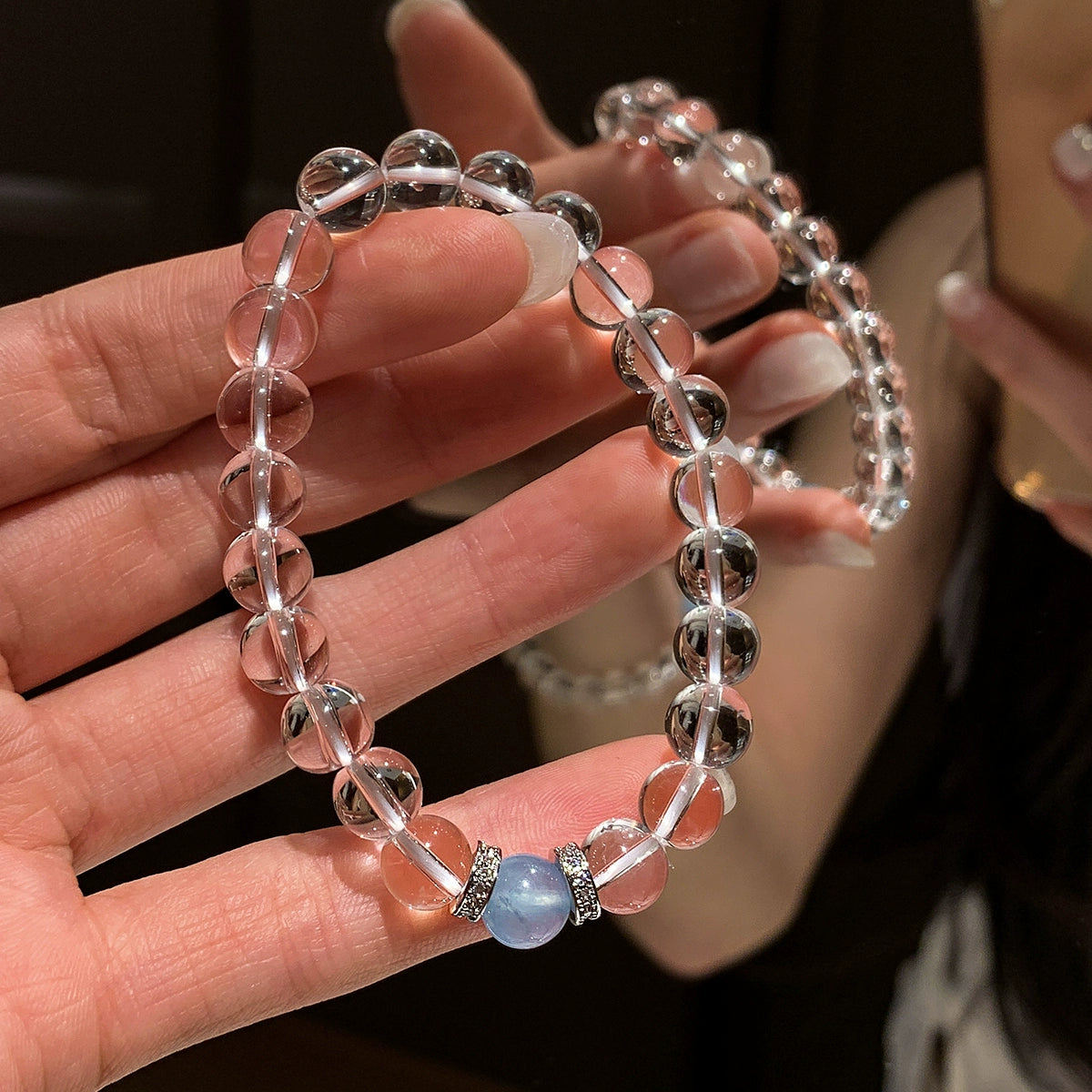 White Crystal Natural Aquamarine Bracelet Women's Light Luxury Exquisite Fashion 2025 Super Fire Xuanxue Wangcai Bracelet Jewelry