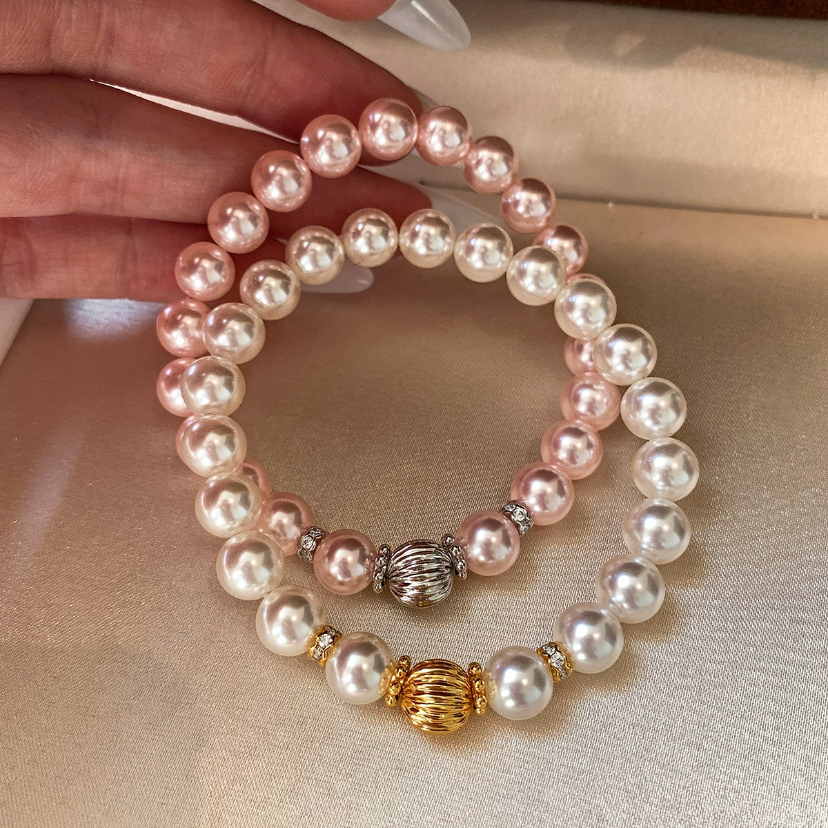 S Home Pearl White Pink Pearl Bracelet Women's 2025 New Light Luxury Exquisite Fashion New Chinese Temperament Bracelet