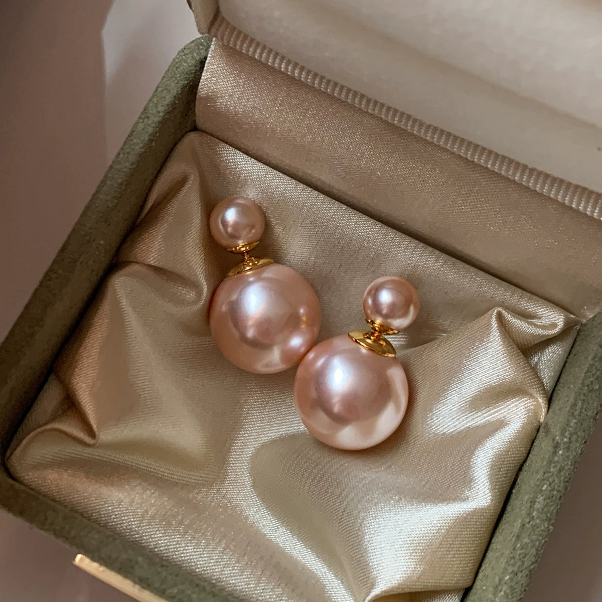 925 Silver Needle S Home Aurora Size Pearl Earrings Women's Light Luxury Premium French Stud Earrings