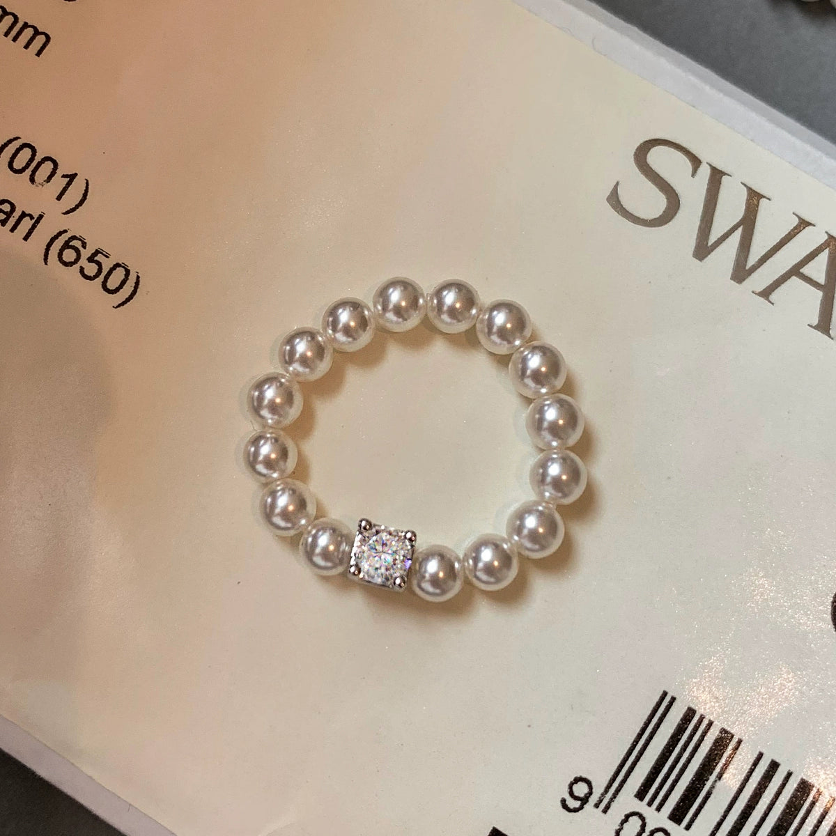 Zircon Diamond Elastic Rope Australia White Pearl Ring Women's Light Luxury Niche Design Advanced Sense