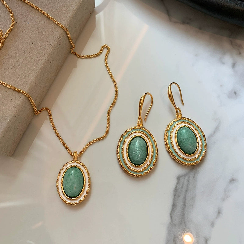 Retro enamel color Tianhe gemstone necklace women's new Chinese style 2025 new popular light luxury niche sweater chain neck chain