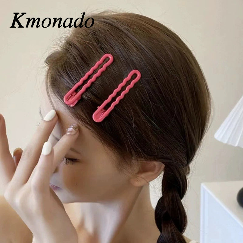 Kmonado girl candy color metal hollow hairpin simple versatile edge clip bangs clip broken hair clip headgear