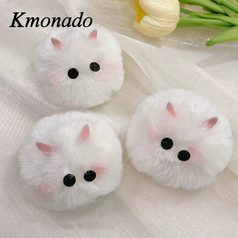 cute bunny hairpin hairy hairpin 2025 new plush top clip headgear clip girl