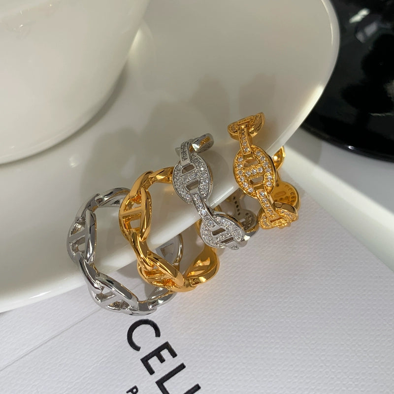 European and American pig nose adjustable middle finger index finger opening ring women's niche design sense fashion personality gold ring