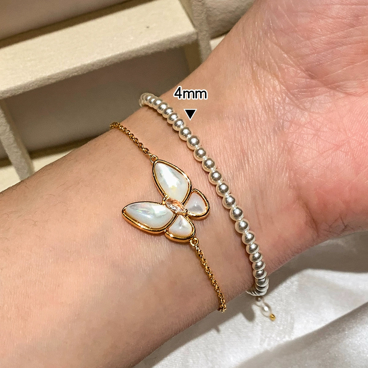 Natural White Fritillary Rose Gold Butterfly Bracelet Women's Light Luxury Exquisite Fashion 2025 New High-end Jewelry
