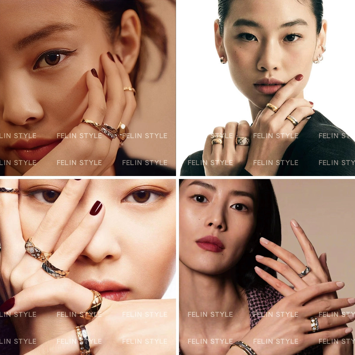 Xiaoxiangfeng rose gold silver rhombus ring women's light luxury exquisite fashion niche design European and American plain ring ring