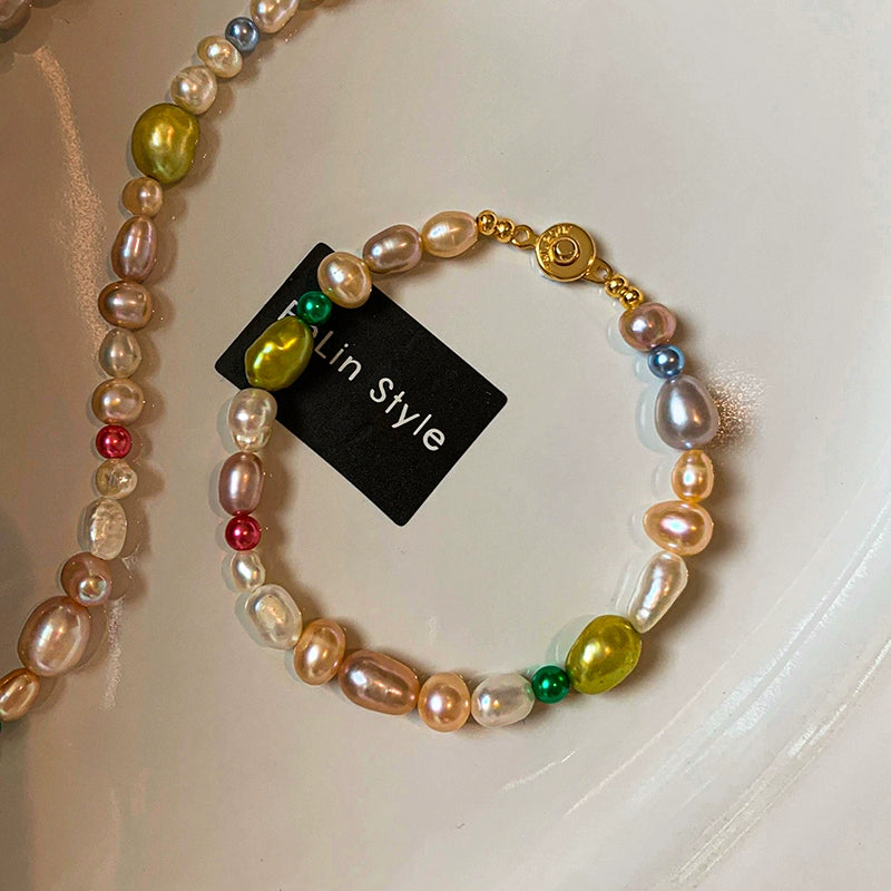 Dopamine Color Natural Freshwater Pearl Bracelet Women's Summer Light Luxury Exquisite Niche 2025 New Bracelet