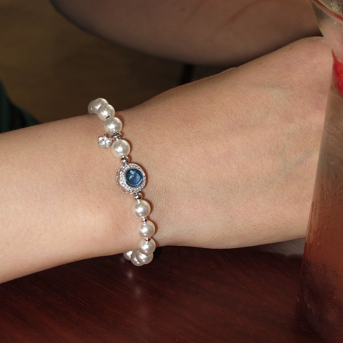 925 sterling silver aquamarine pearl bracelet women's summer light luxury exquisite fashion high-end vacation style jewelry