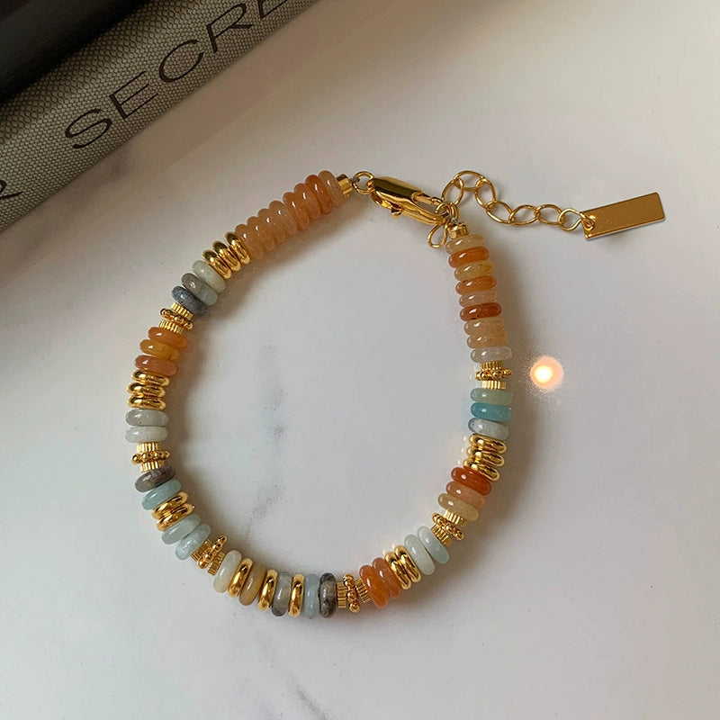 Color natural stone beaded bracelet girls high-end light luxury niche exquisite 2025 new popular bracelet jewelry