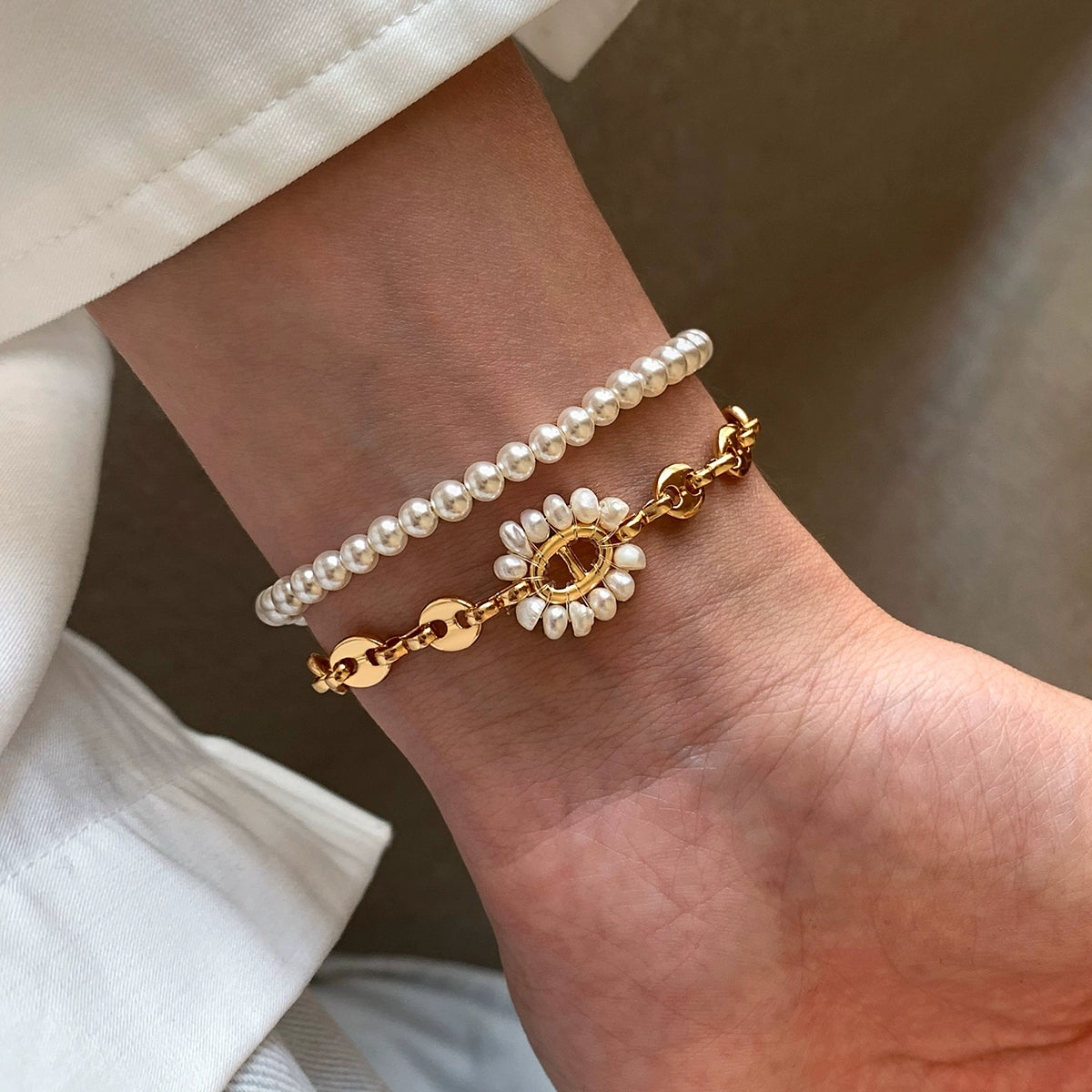 Natural freshwater pearl pig nose bracelet for women, suitable for summer vacation style light luxury exquisite fashion high-end bracelet