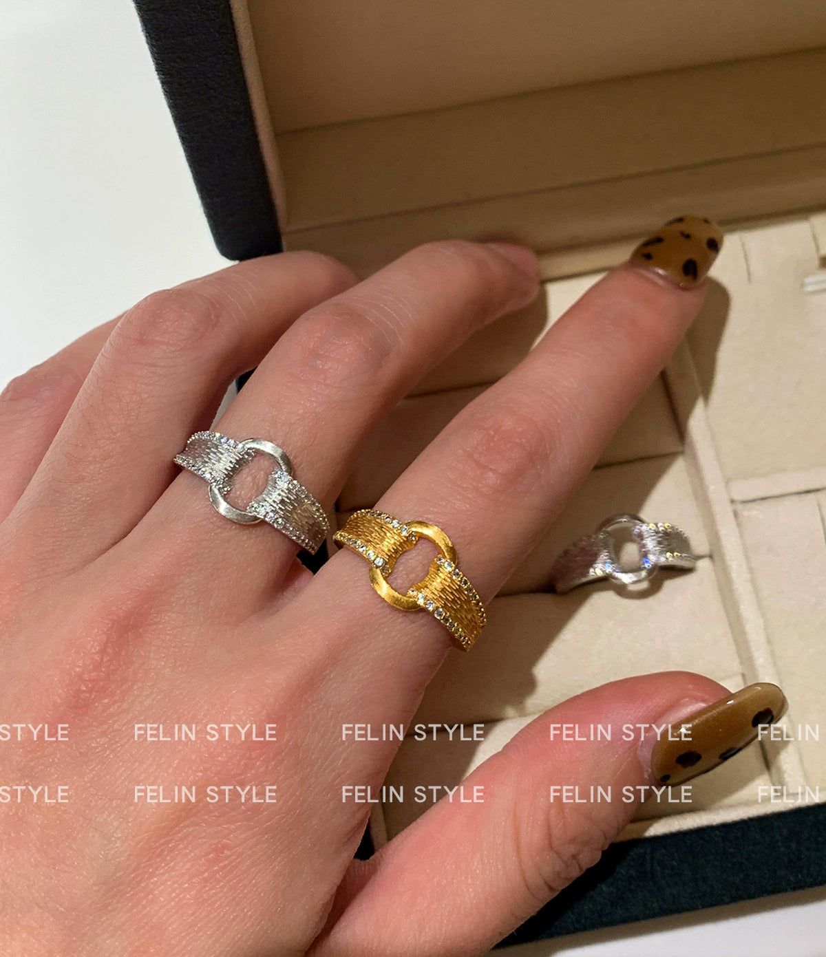 Retro brushed diamond-encrusted lace metal silver index finger ring women's opening adjustable light luxury exquisite niche design