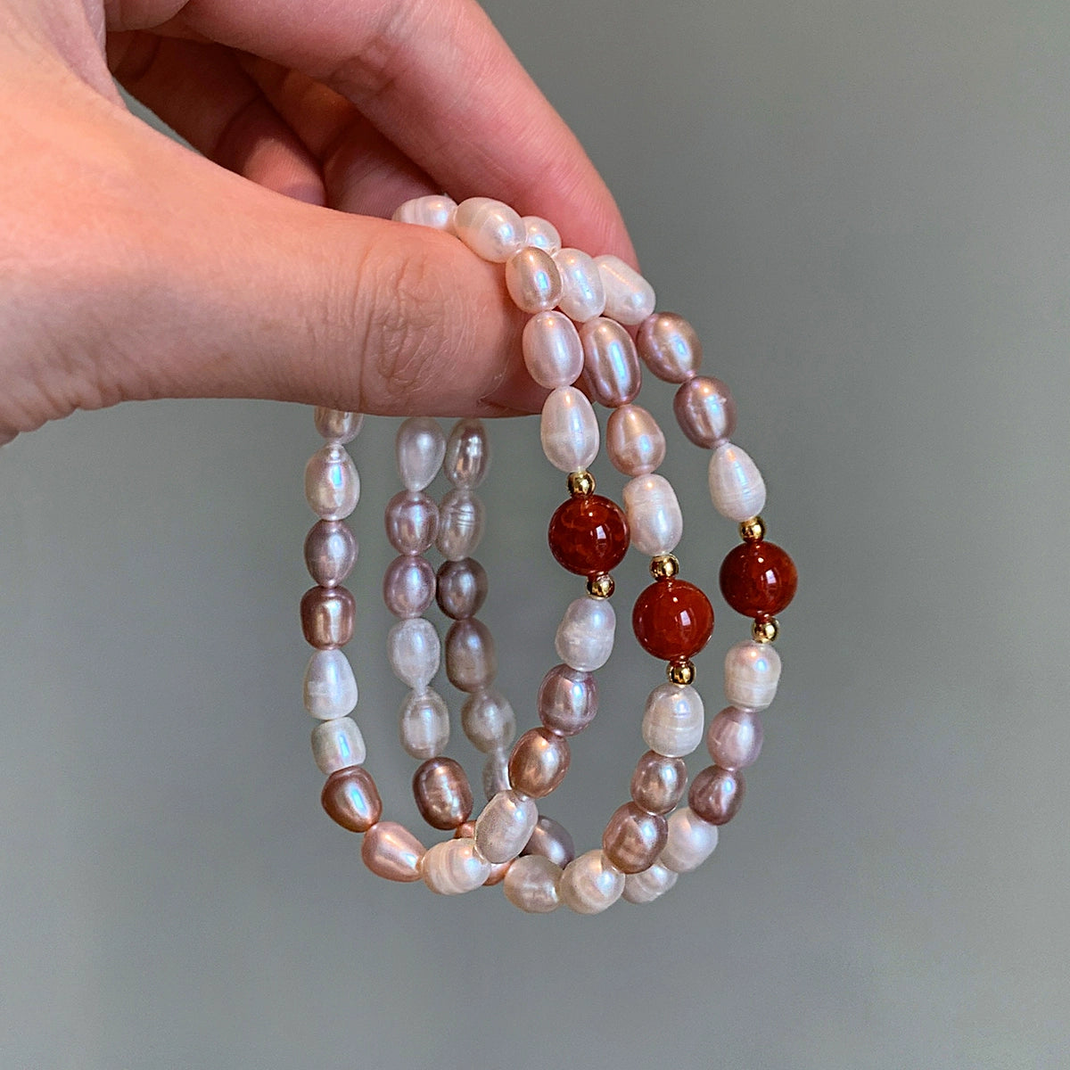Cinnabar red natural freshwater pearl bracelet women's summer light luxury niche exquisite high-end 2025 new bracelet