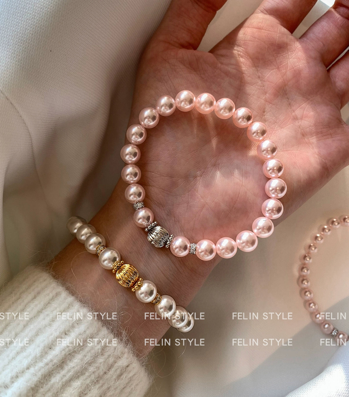 S Home Pearl White Pink Pearl Bracelet Women's 2025 New Light Luxury Exquisite Fashion New Chinese Temperament Bracelet