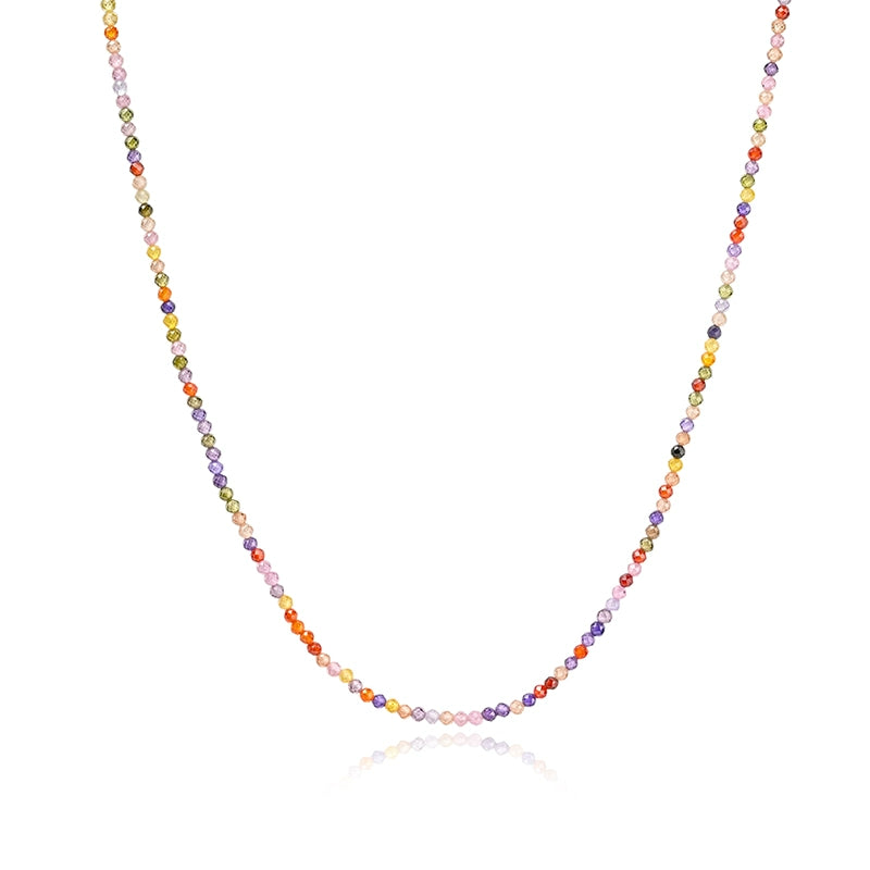 Twelve constellations gold coin pendant dopamine color beaded necklace women's summer accessories light luxury niche collarbone chain