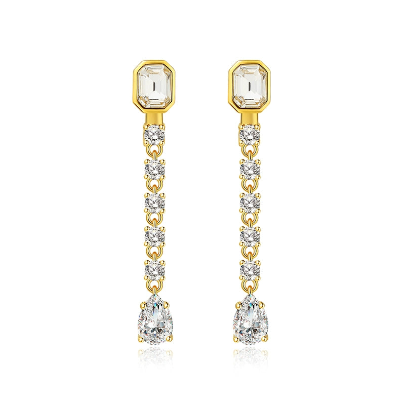European and American temperament long diamond-encrusted fringed earrings women's niche design sense high-end light luxury small face unique earrings