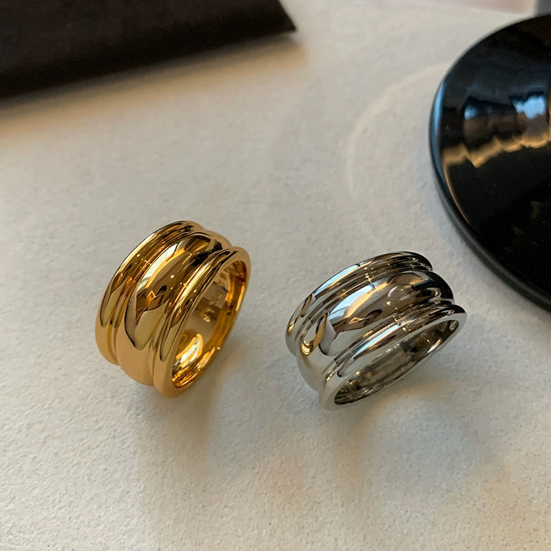 European and American ins minimalist metal silver wide version plain ring index finger ring women's niche design sense high fashion personality