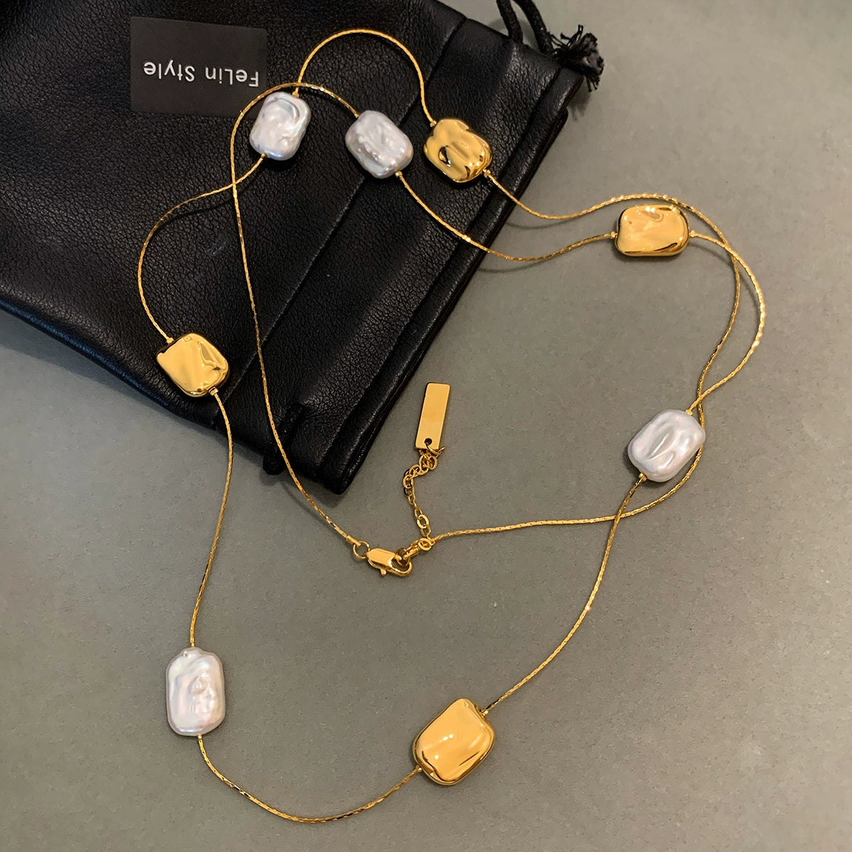 Natural Baroque Pearl Necklace Women's Accessories European and American French Light Luxury High Sense Niche Unique Long Sweater Chain