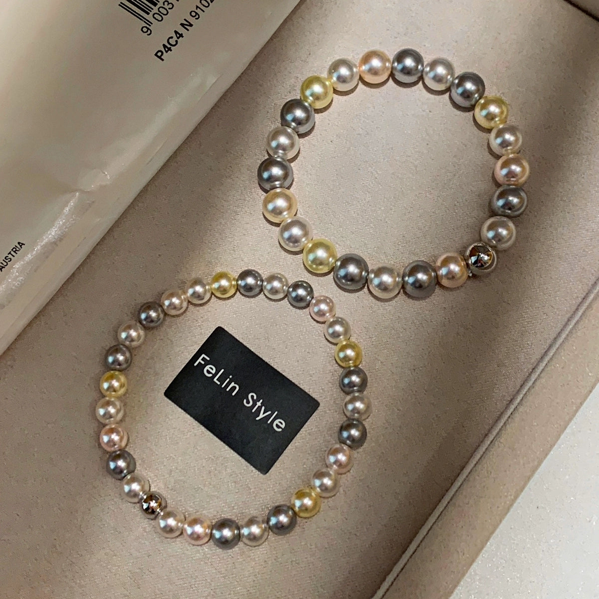 S Home Aurora Grey Pink Candy Mixed Color Pearl Bracelet Women's Light Luxury Niche Exquisite Premium 2025 New Bracelet