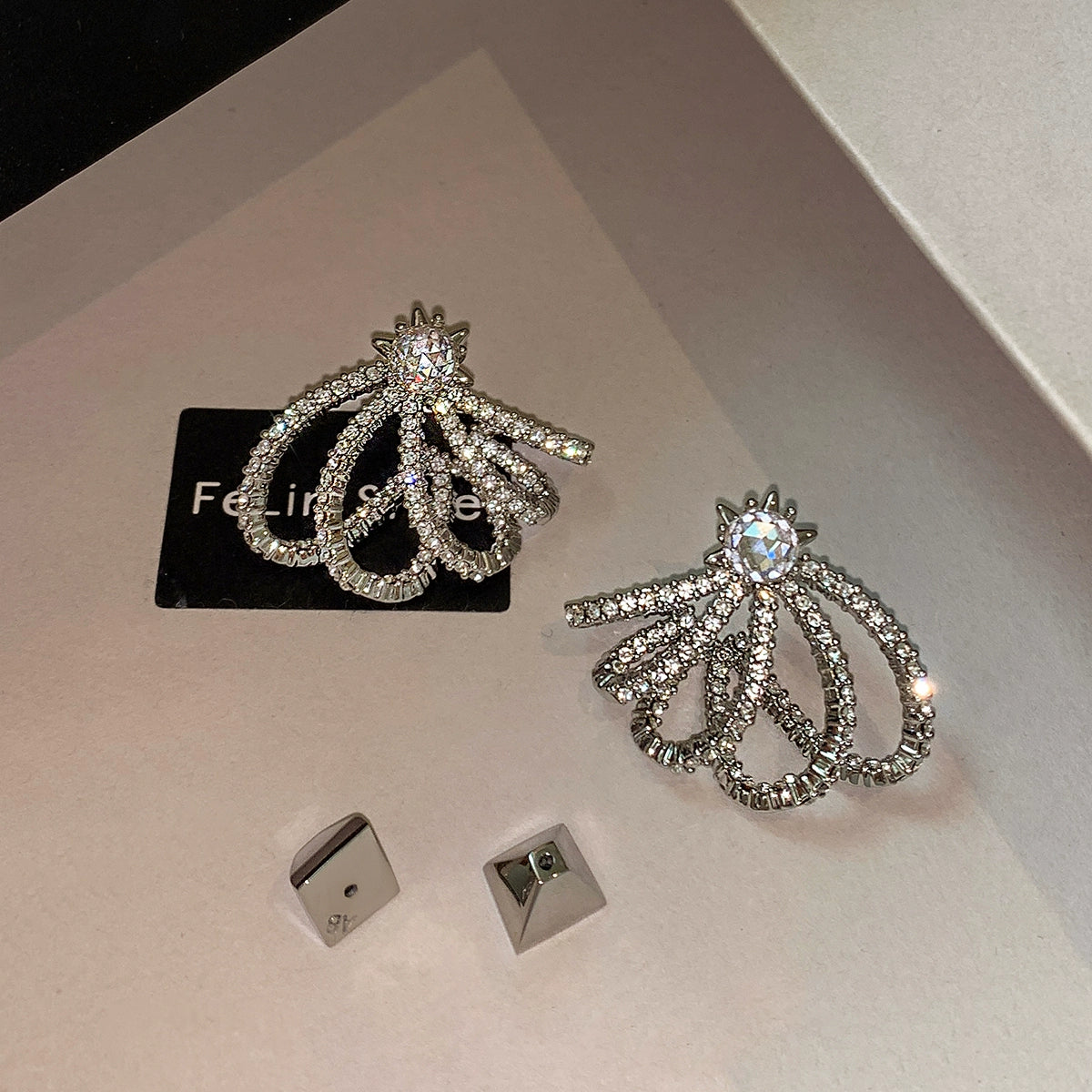 925 silver needle full diamond zircon earrings women's 2025 super fire new unique beautiful temperament high-end stud earrings