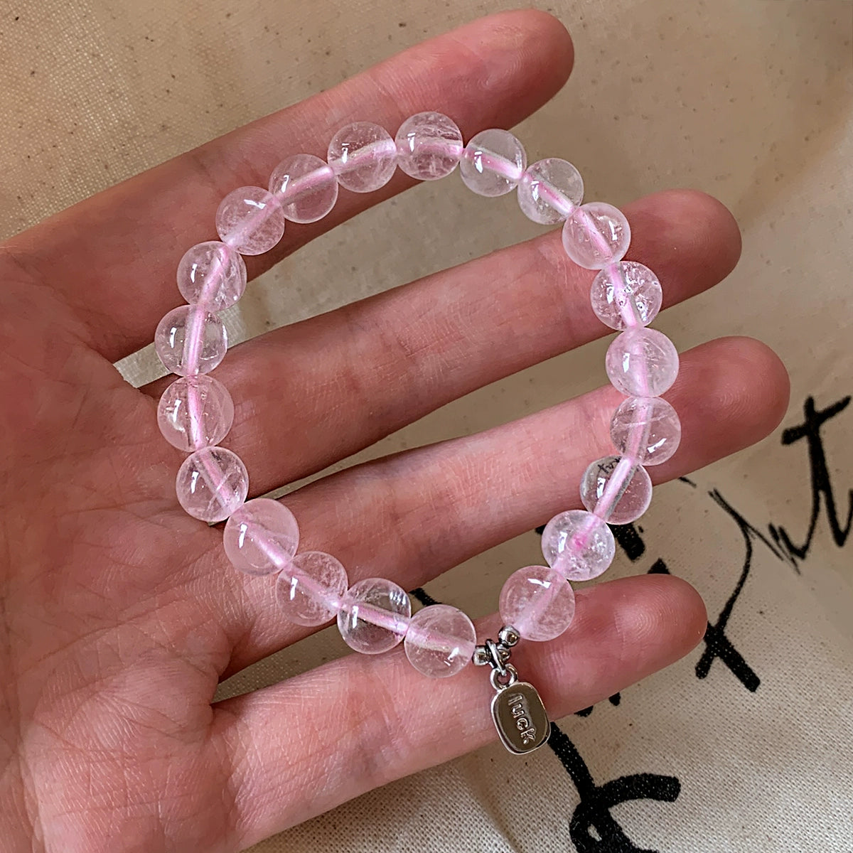Natural white powder crystal girls bracelet light luxury exquisite fashion high sense lucky Peach Blossom bracelet Qixi Festival gift
