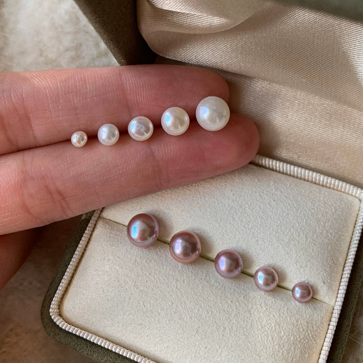 Hard to coax Zhang Ruonan with the same 999 sterling silver purple natural freshwater pearl stud earrings for women's ear holes