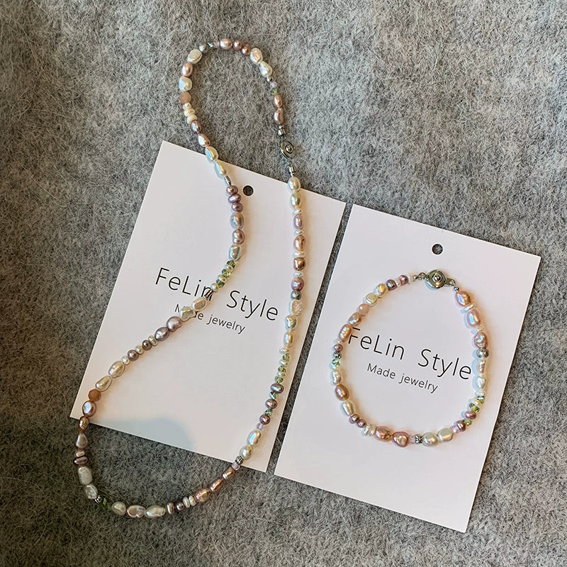 Natural freshwater baroque pearl rainbow dopamine bracelet women's light luxury exquisite niche 2025 new bracelet