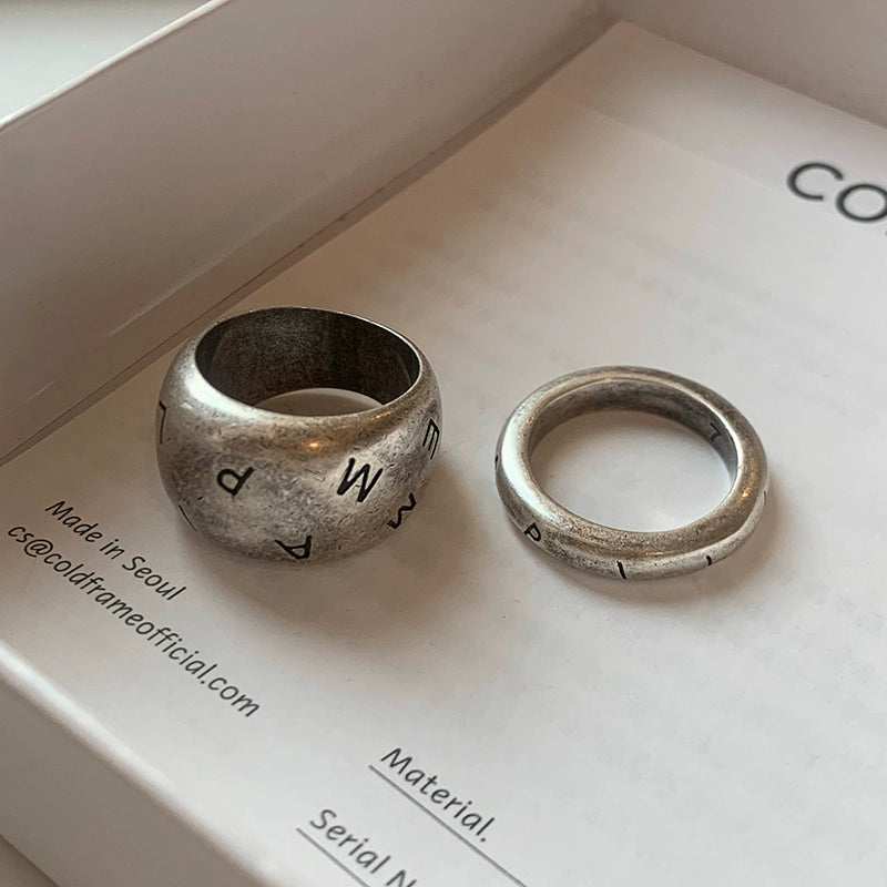 Retro old letter index finger ring women's fashion personality light luxury niche design high sense medieval 2025 new